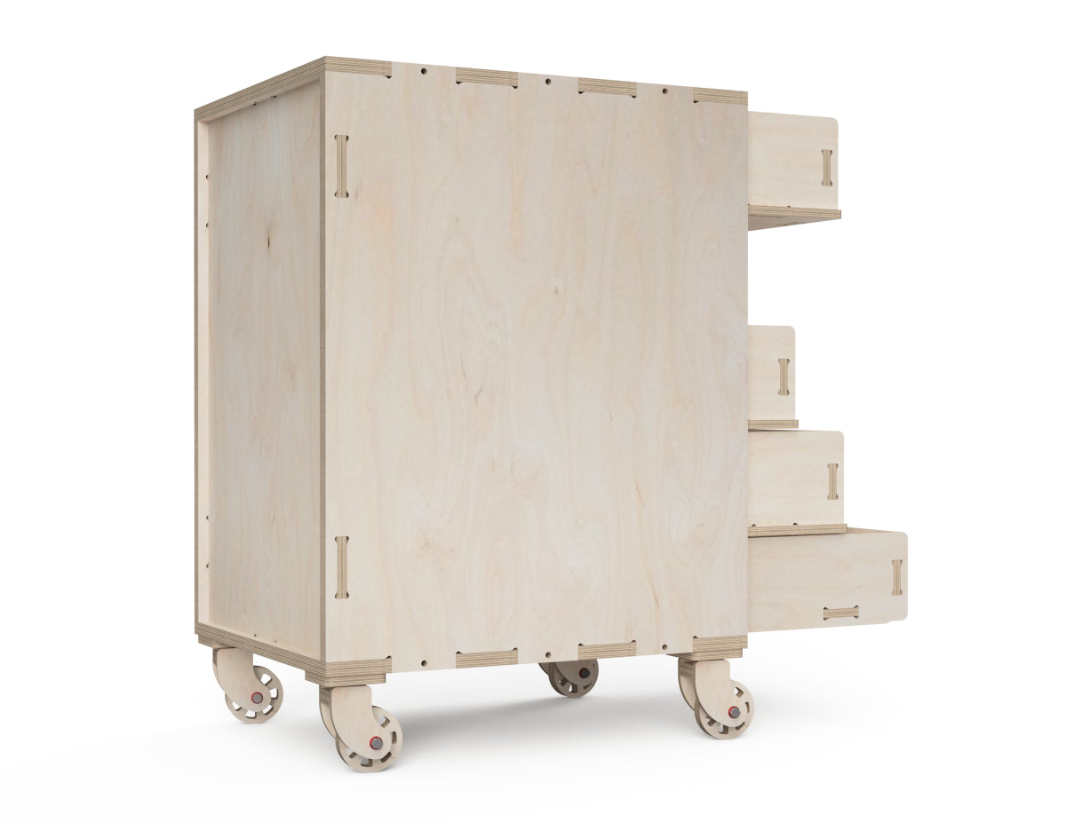 Detailed DXF drawing of five drawer cabinet for workshop for CNC router