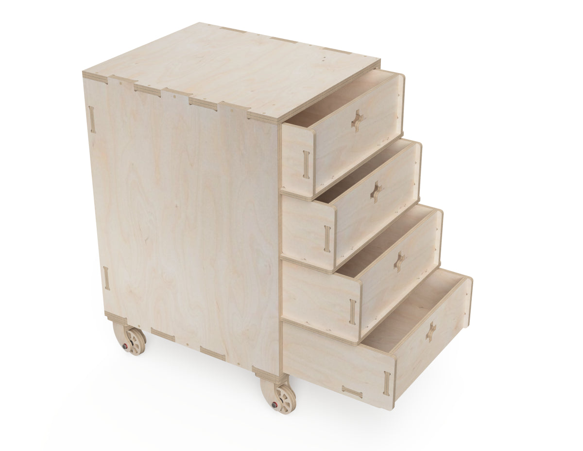 Four Drawer Cabinet For Workshop CNC-ready design showing joints and assembly features