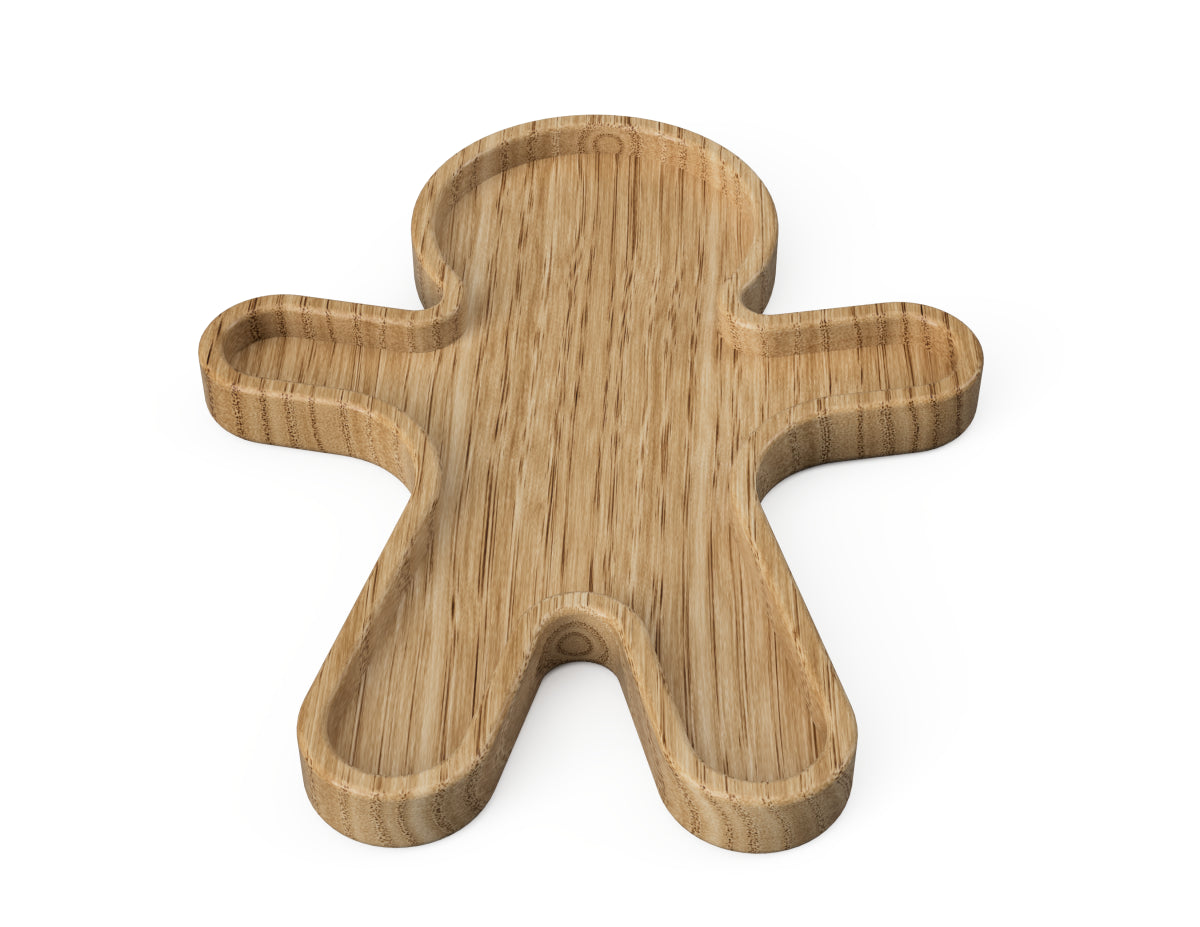 Gingerbread Man Snack Tray Free DXF file rendered from angled view for CNC cutting