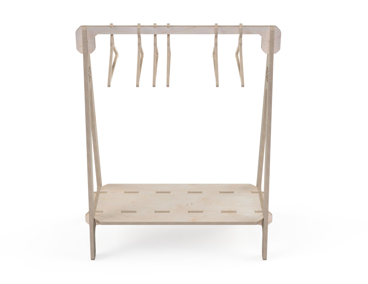 Hanger rack DXF file CNC-ready design showing joints and assembly features