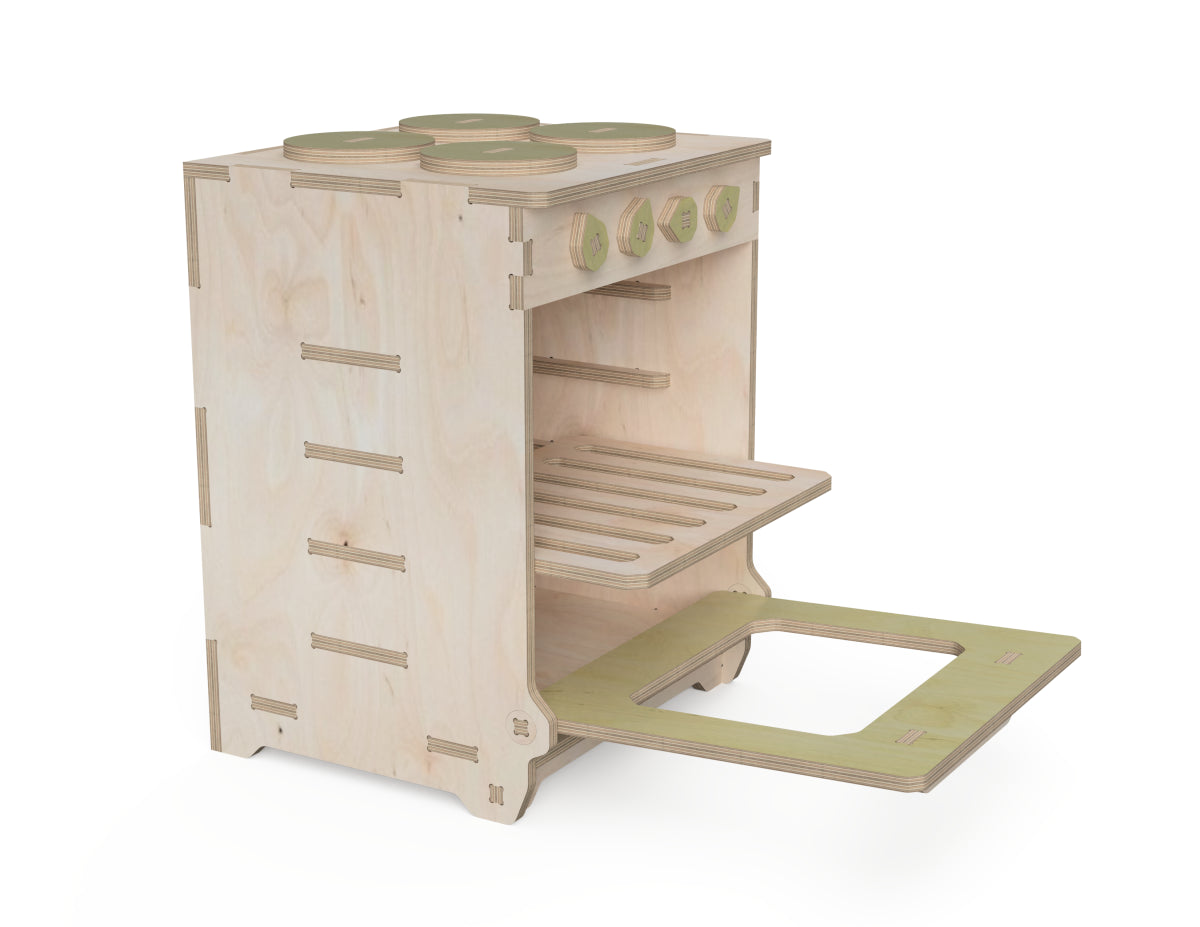 Kids kitchen cooker DXF file CNC-ready design showing joints and assembly features
