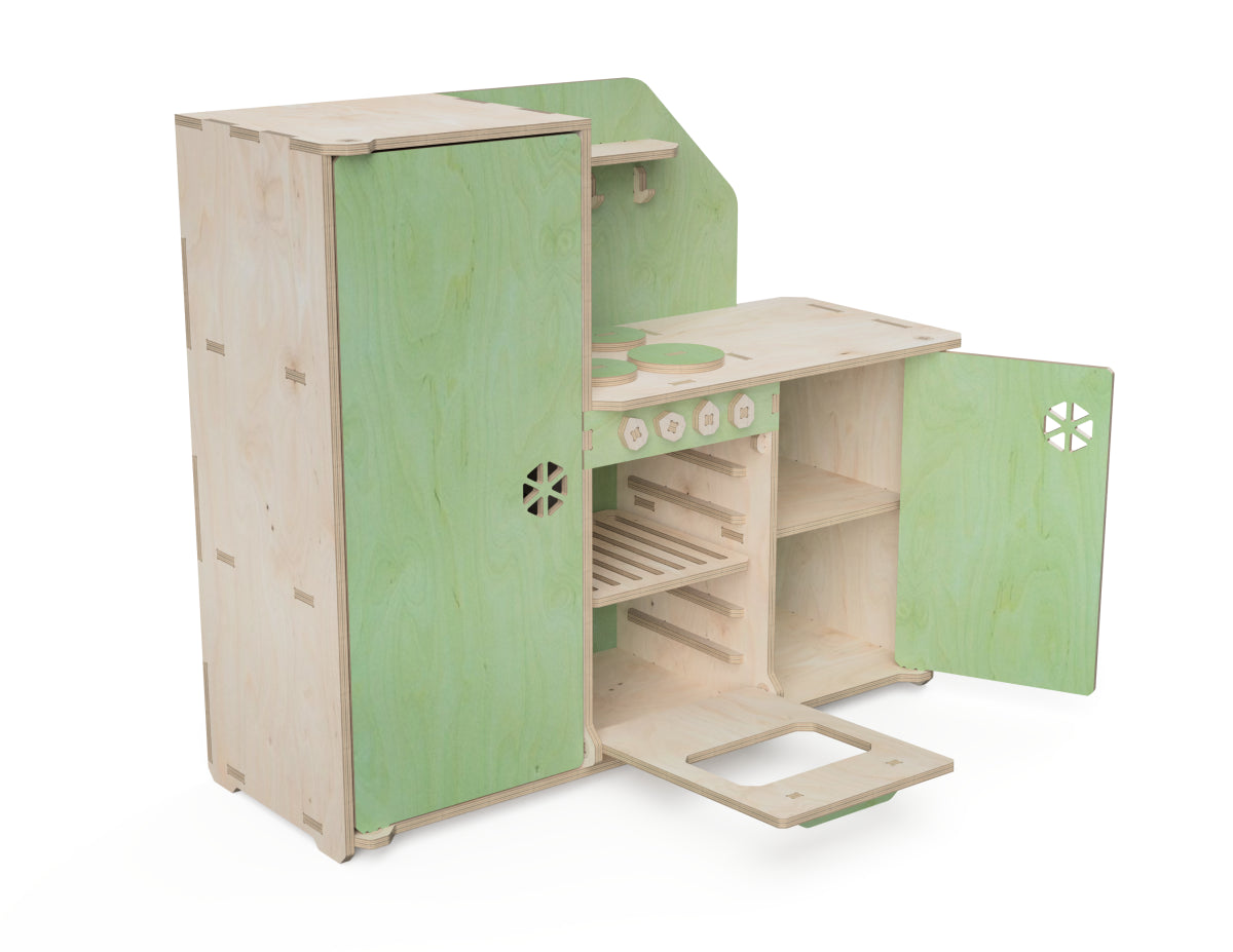Kids kitchen set DXF file CNC-ready design showing joints and assembly features