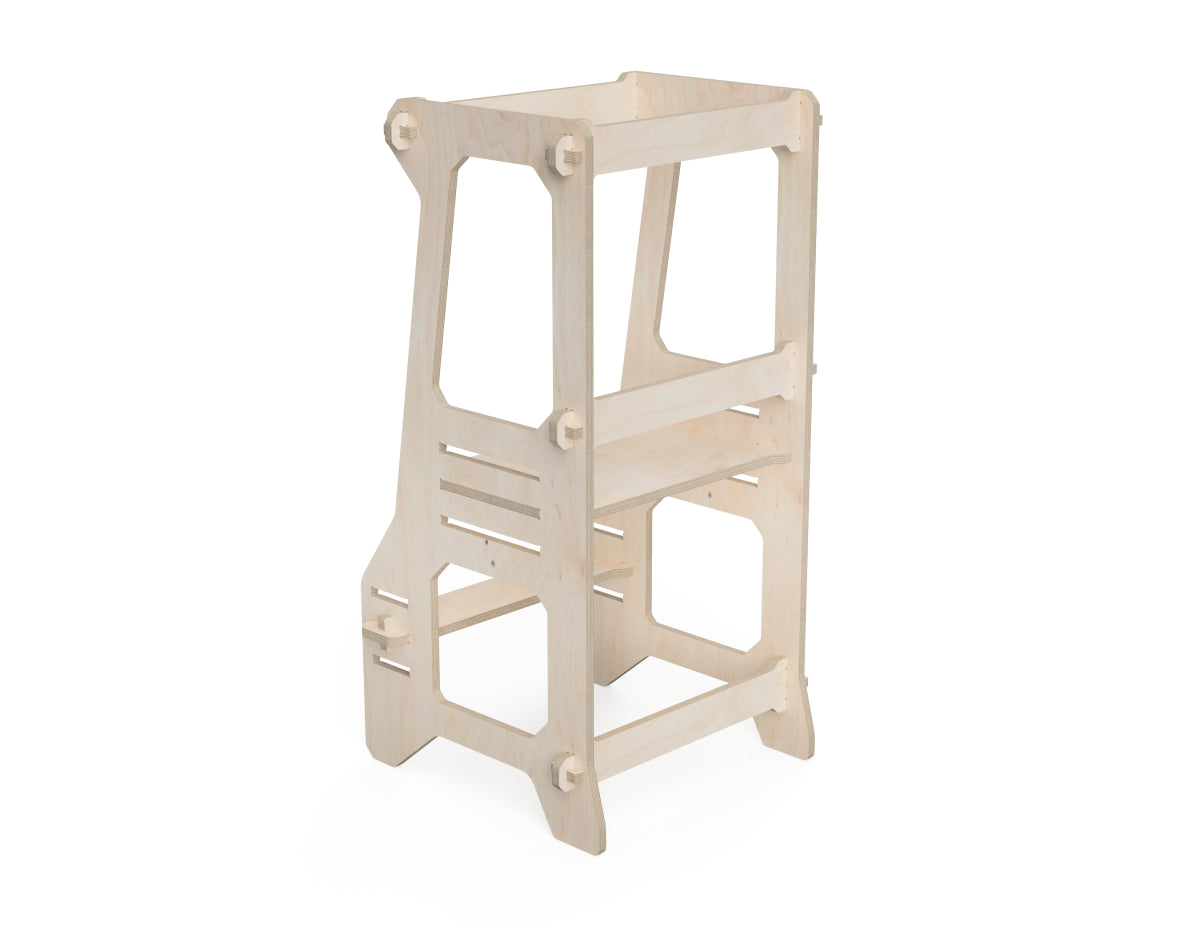 Kids Kitchen Tower DXF file DXF file rendered from angled view for CNC cutting