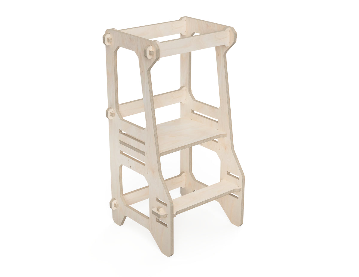 Kids Kitchen Tower DXF file CNC-ready design showing joints and assembly features