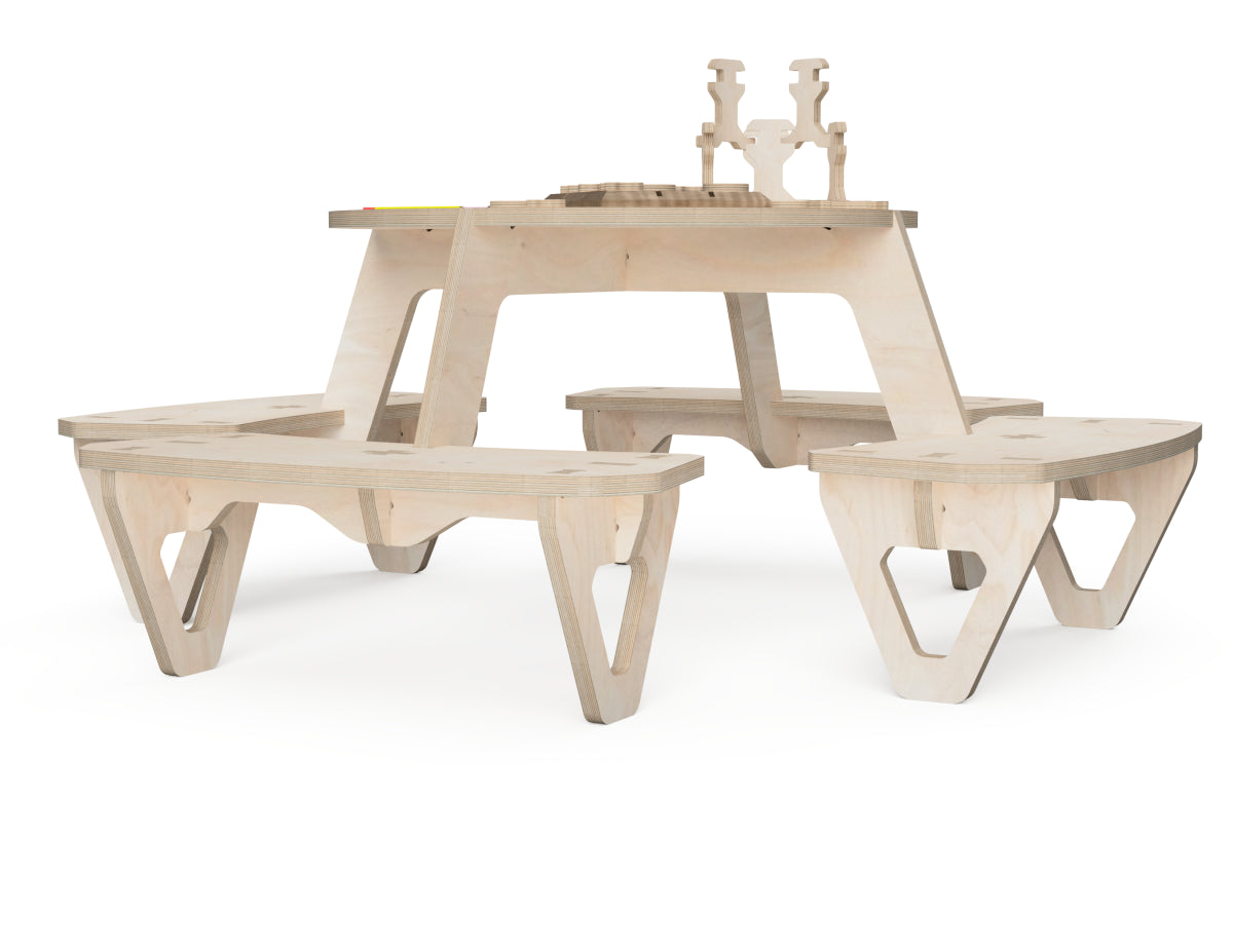 Kids Play Table DXF file rendered from angled view for CNC cutting