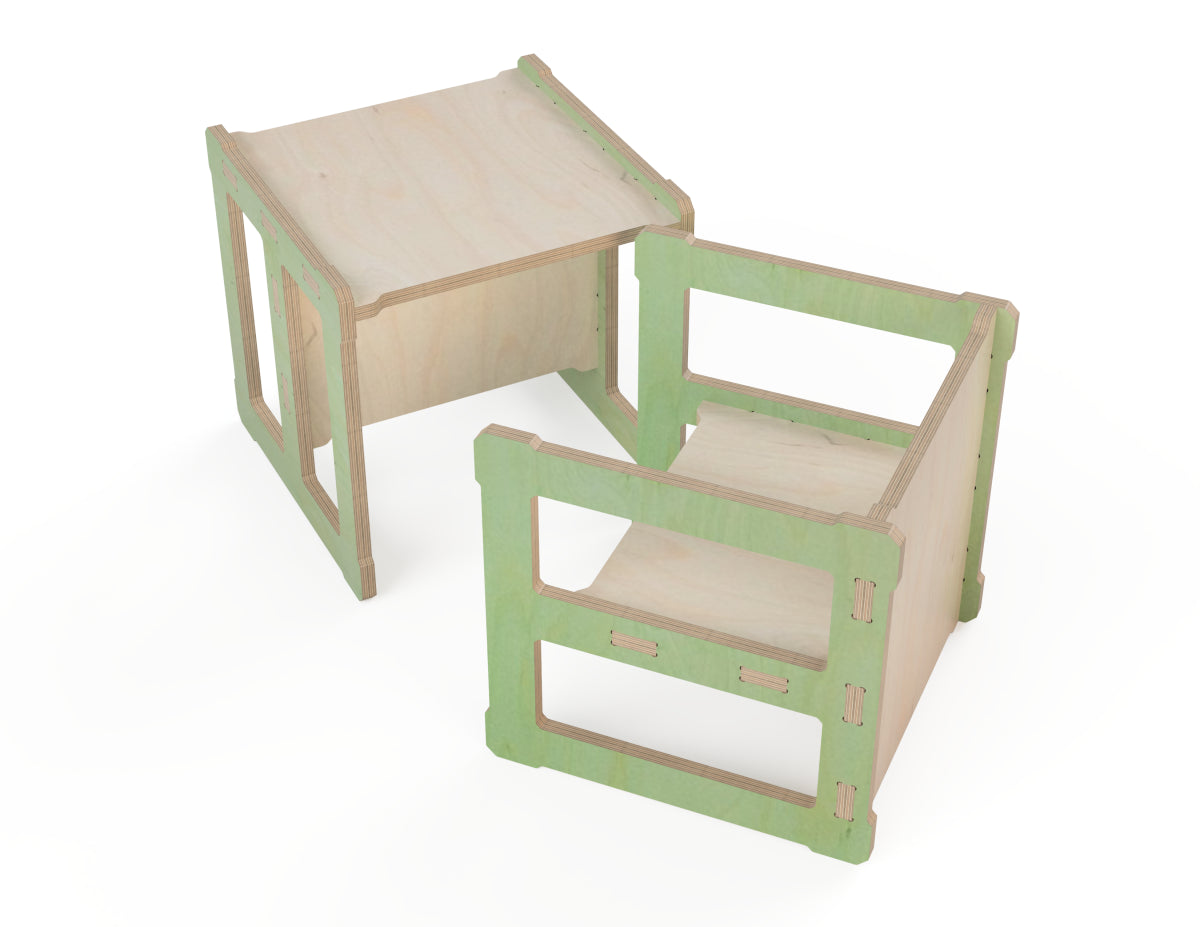 Detailed DXF drawing of kids table and chair: 2 in 1 dxf file for CNC router
