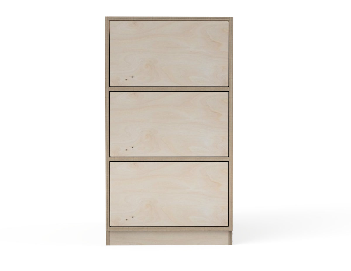 Kitchen Cabinet - 3-Drawers (Inset Door Cabinets) DXF file rendered from angled view for CNC cutting