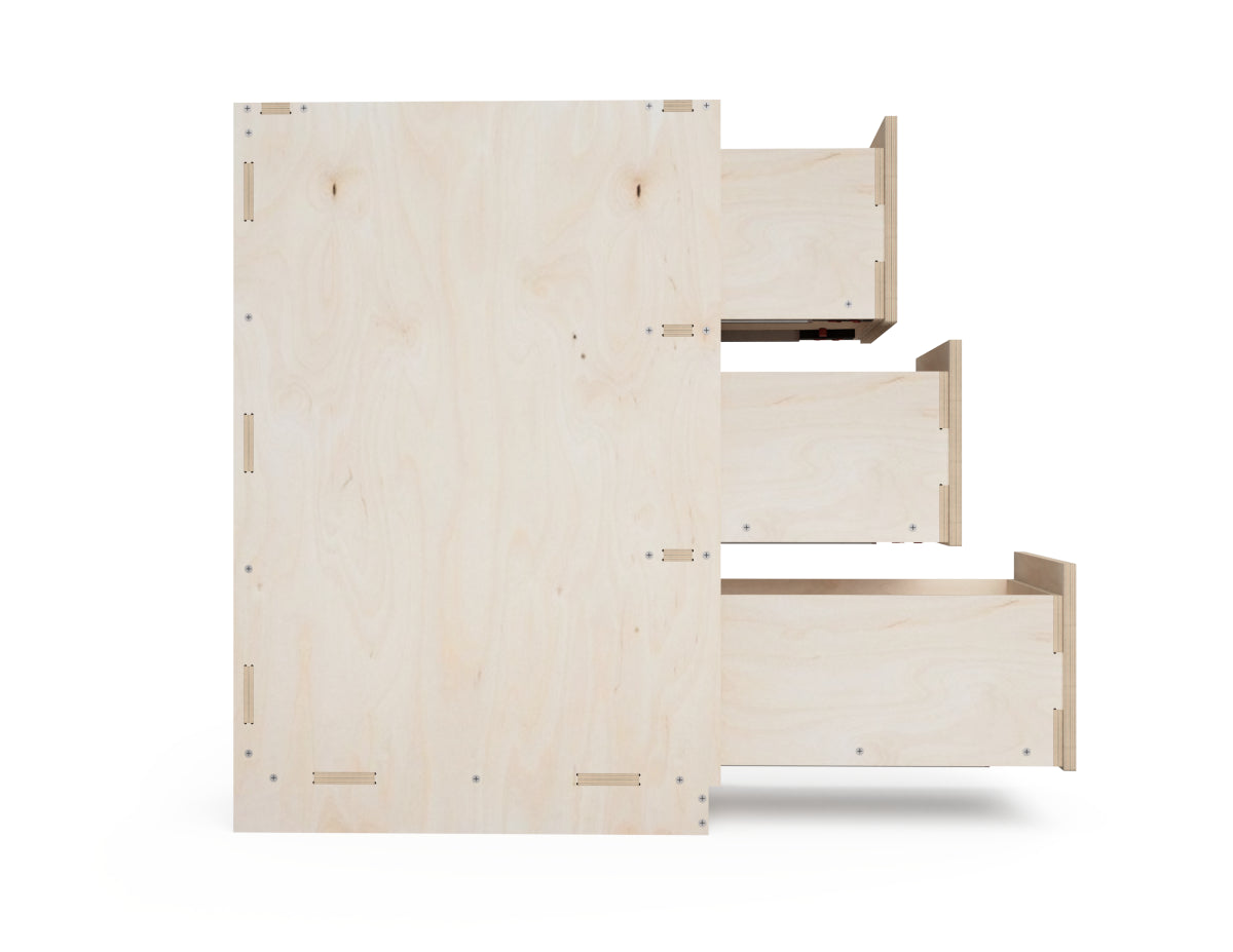 Kitchen Cabinet - 3-Drawers (Inset Door Cabinets) CNC-ready design showing joints and assembly features