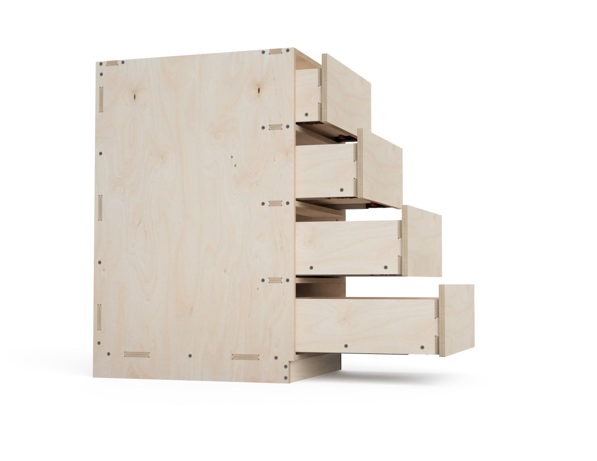 Kitchen Cabinet - 4-Drawers (Inset Door Cabinets) CNC-ready design showing joints and assembly features