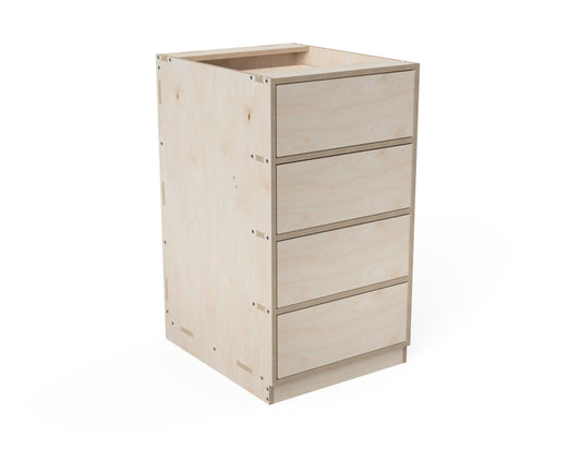 Kitchen Cabinet - 4-Drawers (Inset Door Cabinets) CNC DXF file design overview