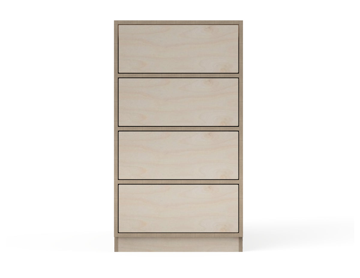 Kitchen Cabinet - 4-Drawers (Inset Door Cabinets) DXF file rendered from angled view for CNC cutting