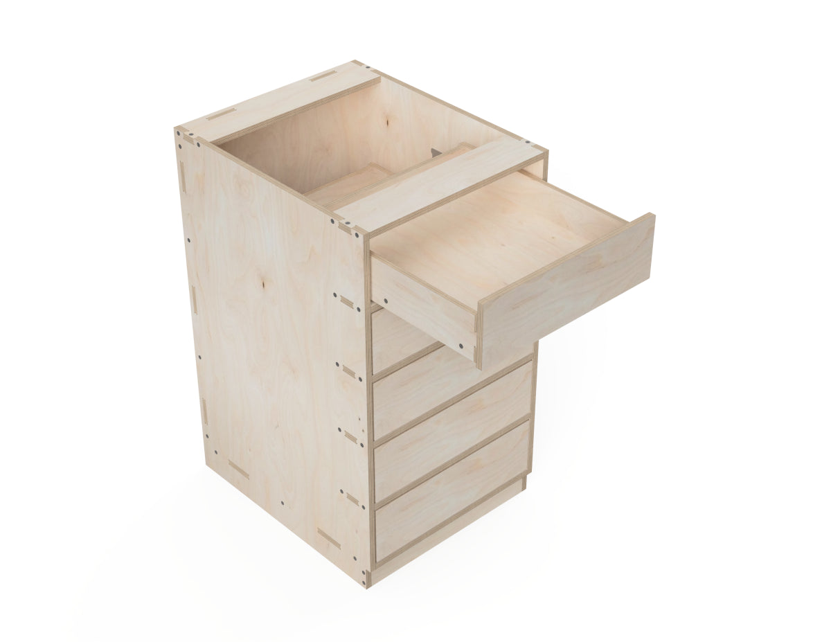 Kitchen Cabinet - 5-Drawers (Inset Door Cabinets) CNC-ready design showing joints and assembly features