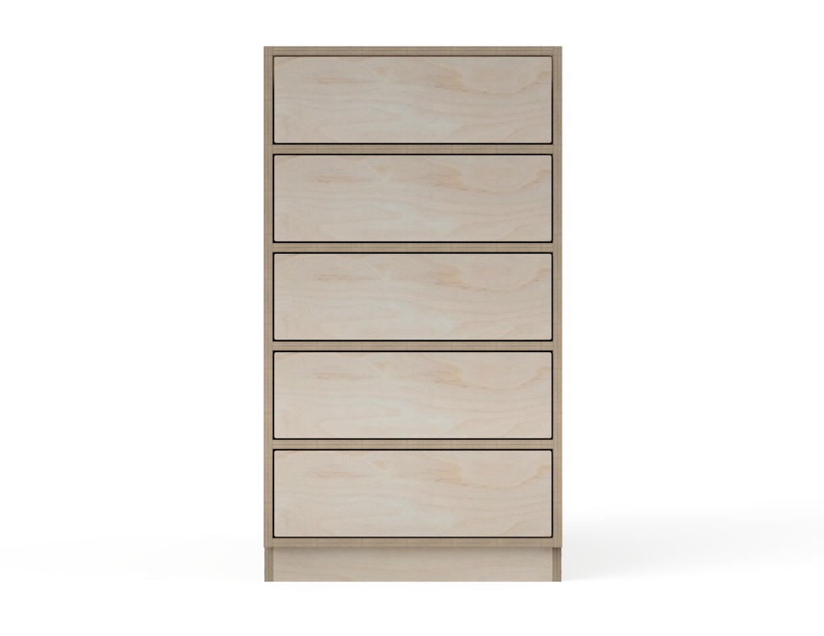 Kitchen Cabinet - 5-Drawers (Inset Door Cabinets) DXF file rendered from angled view for CNC cutting