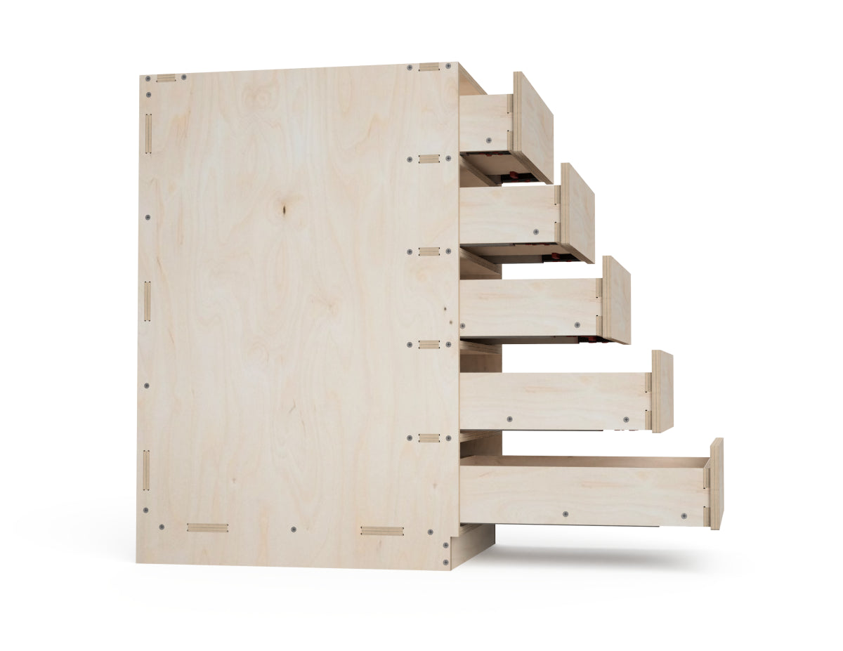 Rendered view of kitchen cabinet - 5-drawers (inset door cabinets) layout from DXF file