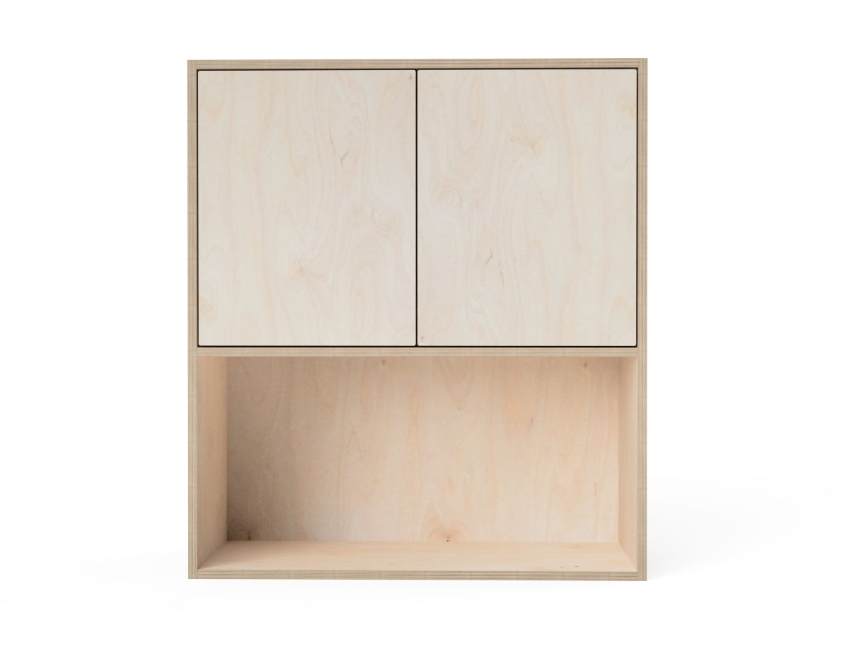 Kitchen Wall Cabinet - Double Open Shelf (Inset Door Cabinets) DXF file rendered from angled view for CNC cutting