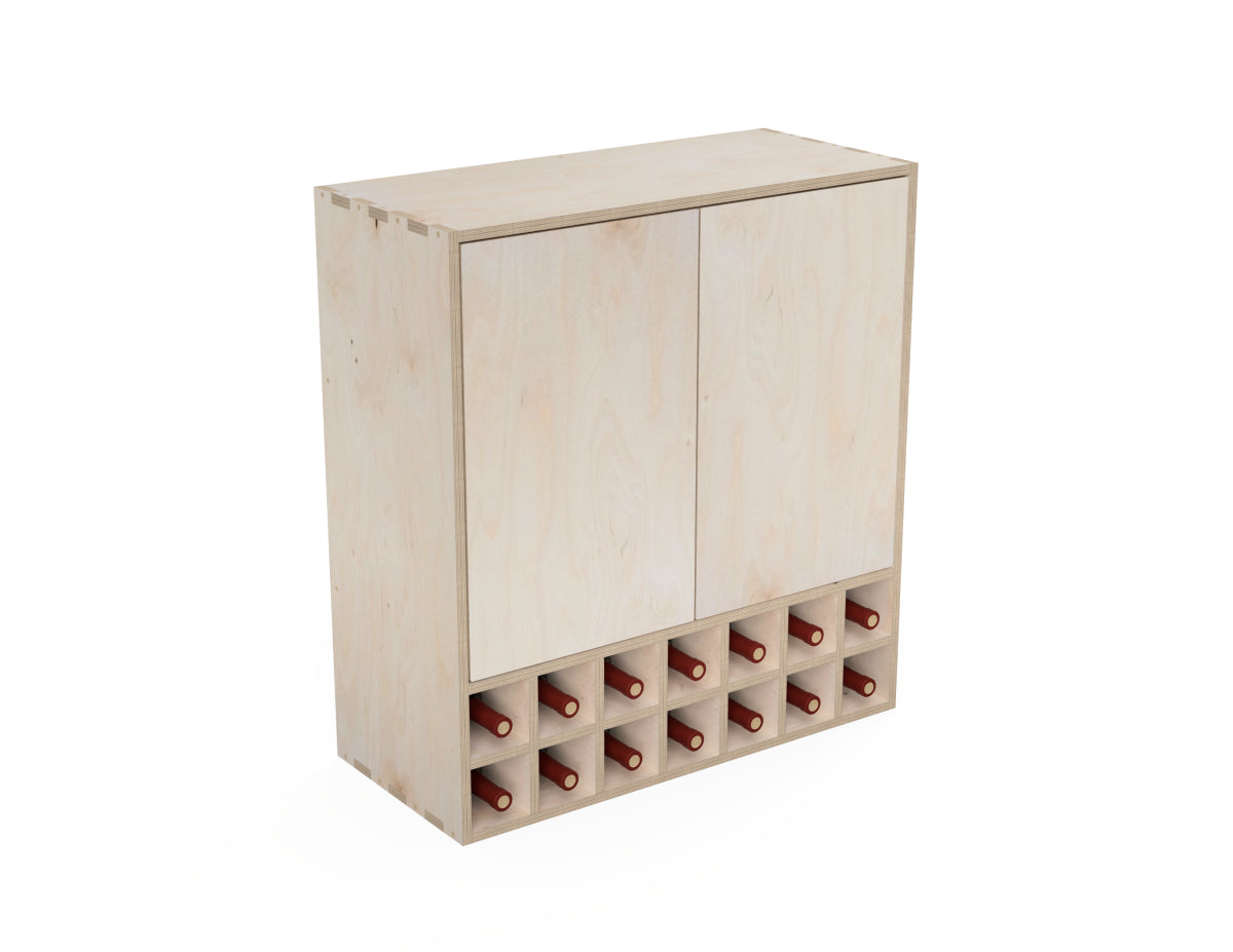 Kitchen Wall Cabinet - Double Wine Storage (Inset Door Cabinets) CNC DXF file design overview