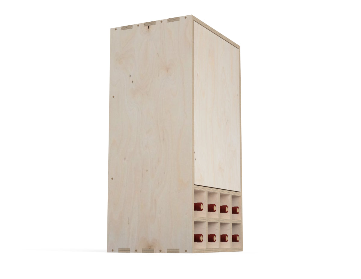 Kitchen Wall Cabinet - Wine Storage (Inset Door Cabinets) CNC-ready design showing joints and assembly features
