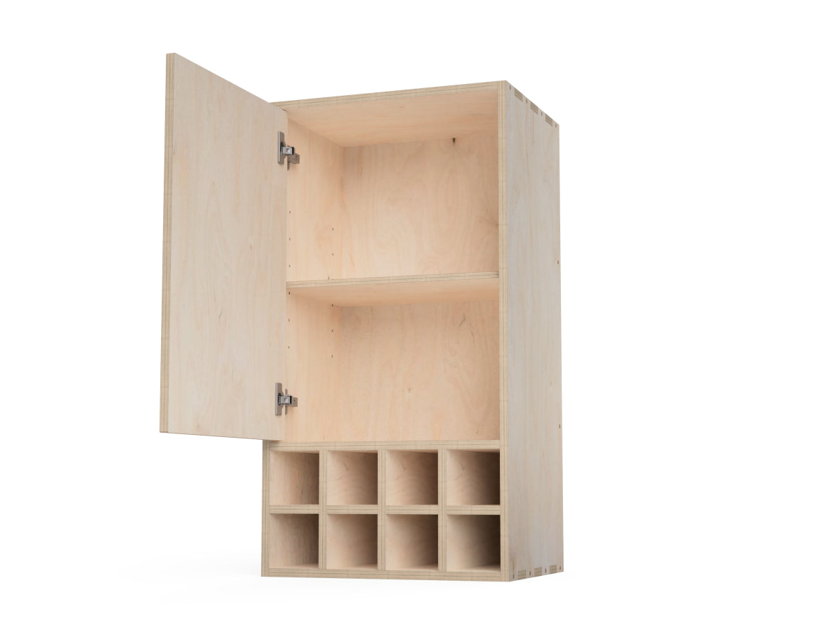Rendered view of kitchen wall cabinet - wine storage (inset door cabinets) layout from DXF file