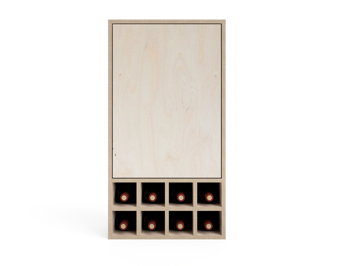 Kitchen Wall Cabinet - Wine Storage (Inset Door Cabinets) DXF file rendered from angled view for CNC cutting