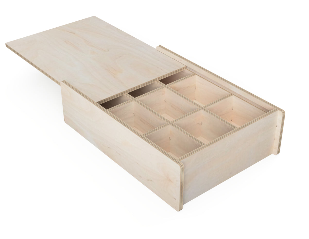 Rendered view of large lid box set - layout from DXF file