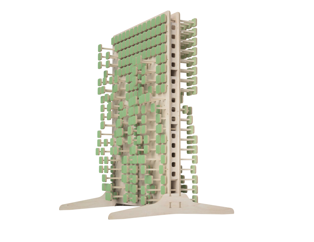Rendered view of large pin art wall layout from DXF file