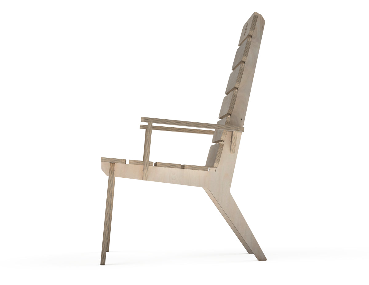 Detailed DXF drawing of lounge chair (with armrest) dxf file for CNC router