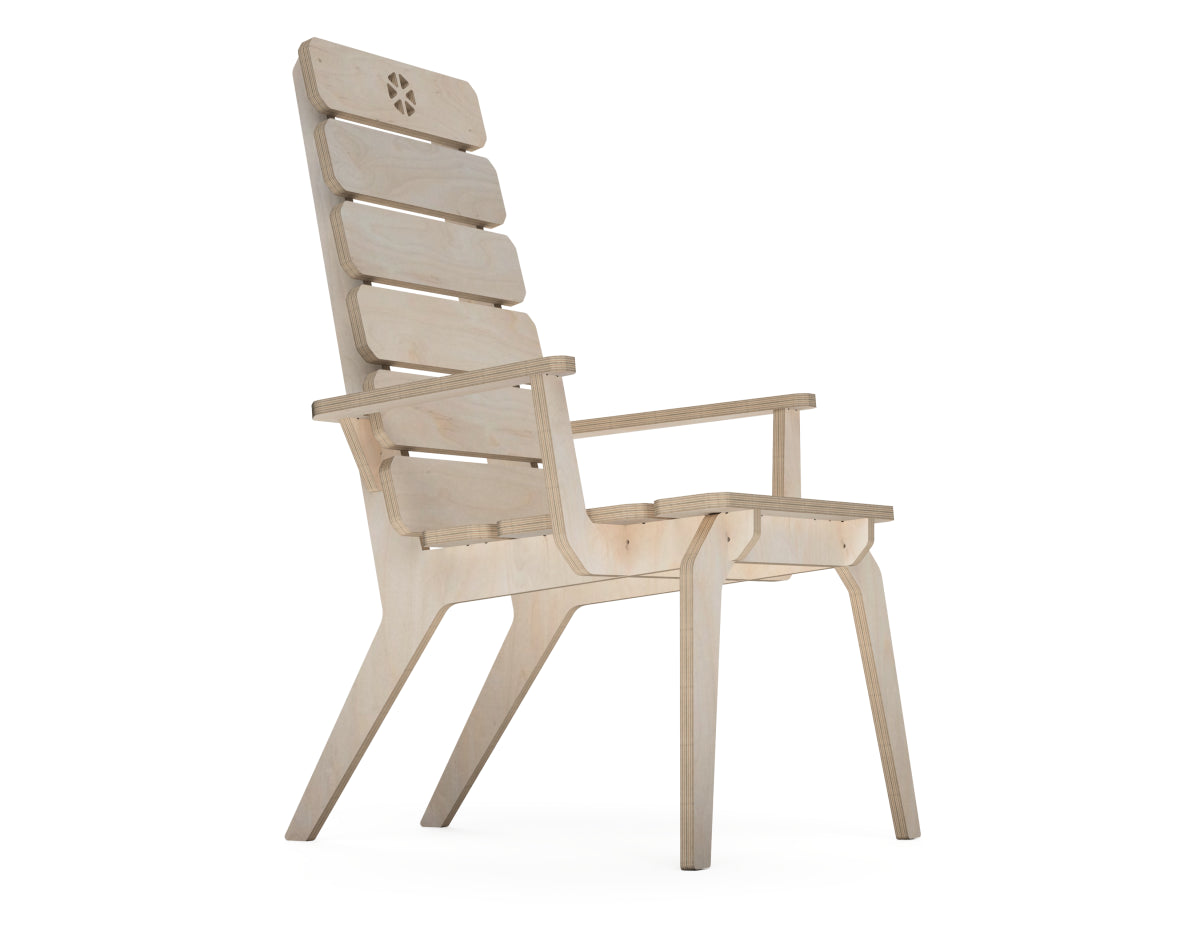 Lounge chair (with armrest) DXF file DXF file rendered from angled view for CNC cutting