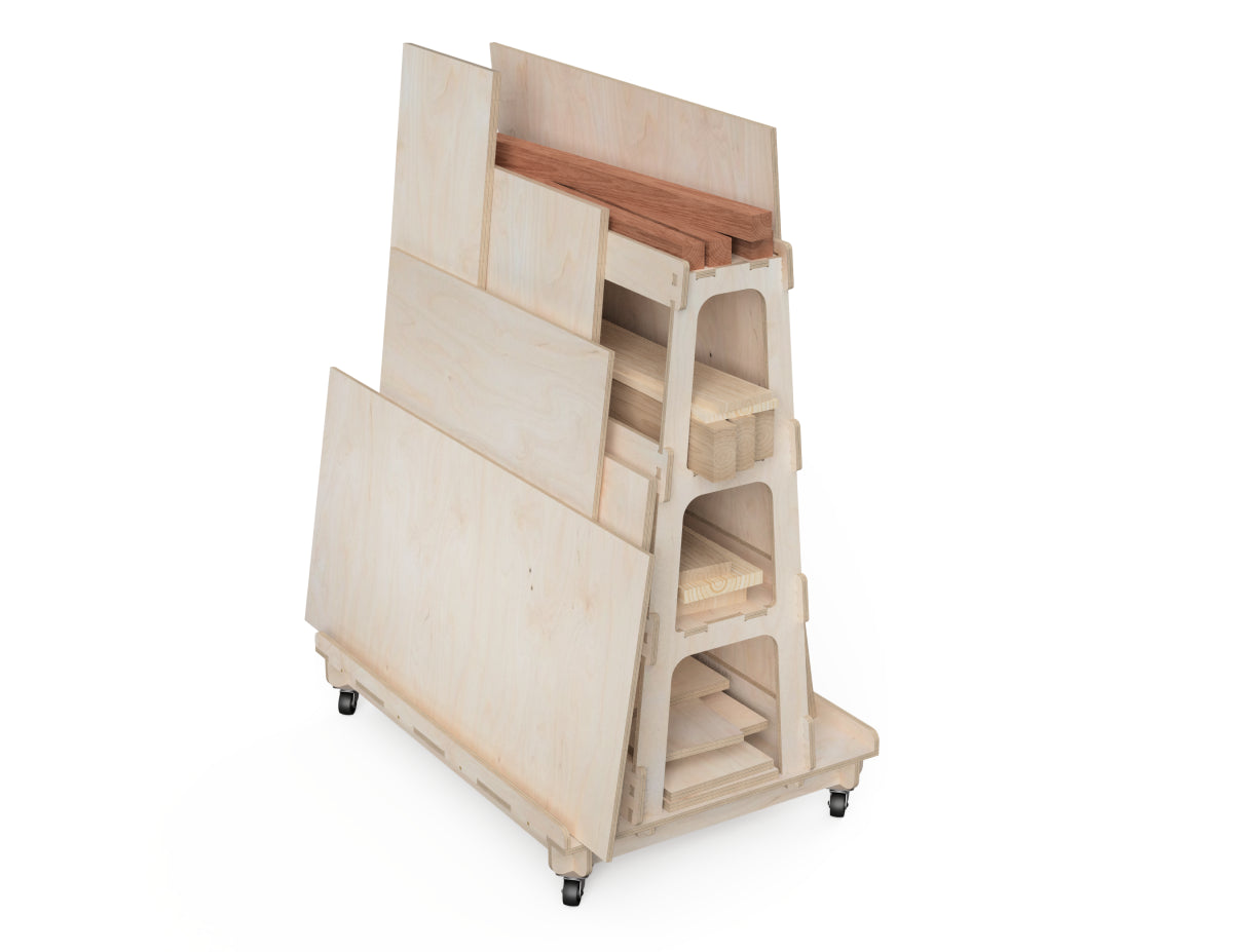 Material Storage Stand - Plywood Master DXF files DXF file rendered from angled view for CNC cutting