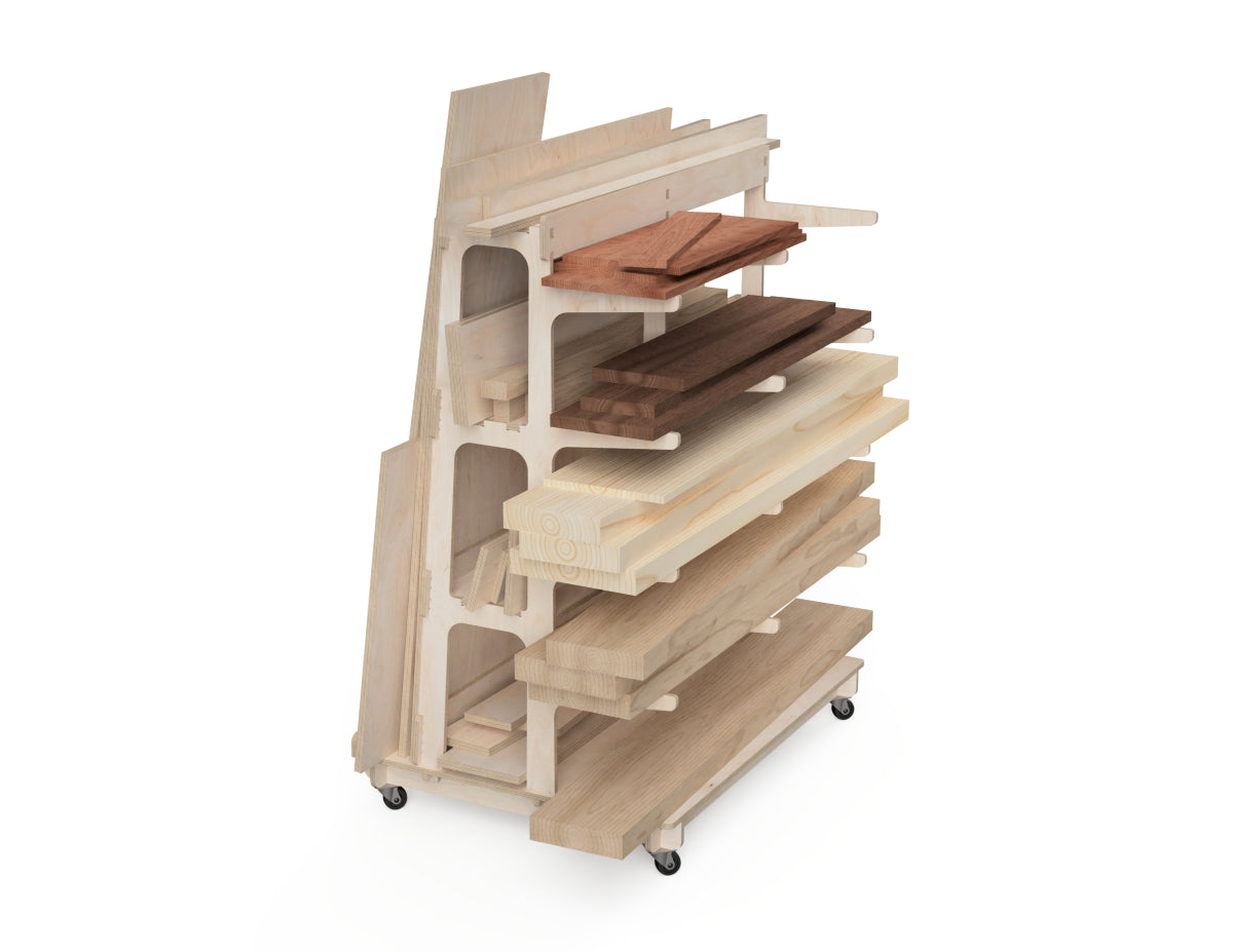 Material Storage Stand - Woodworker DXF files DXF file rendered from angled view for CNC cutting