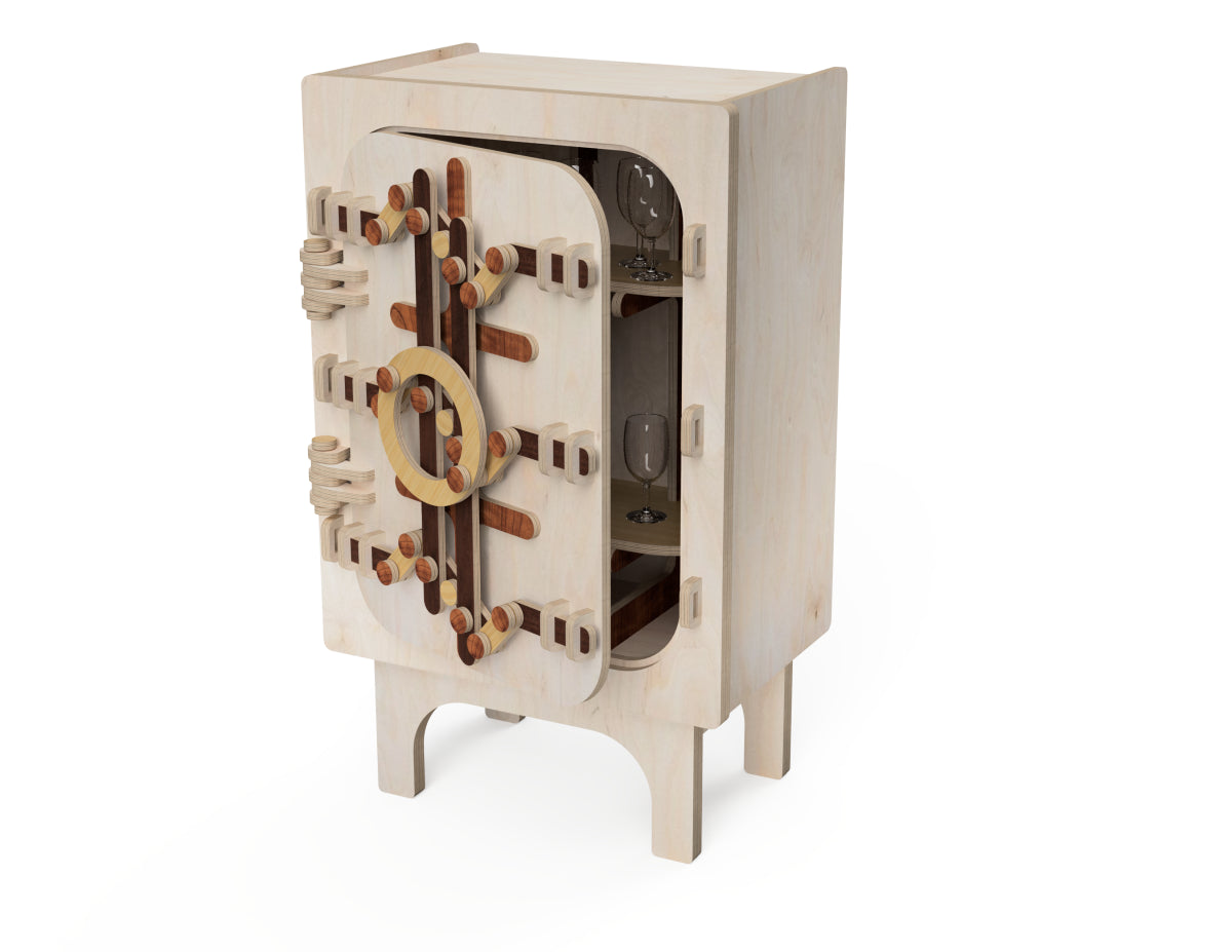 Rendered view of bar cabinet - submarine layout from DXF file
