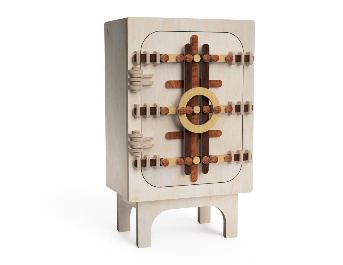 Bar Cabinet - Submarine DXF file rendered from angled view for CNC cutting