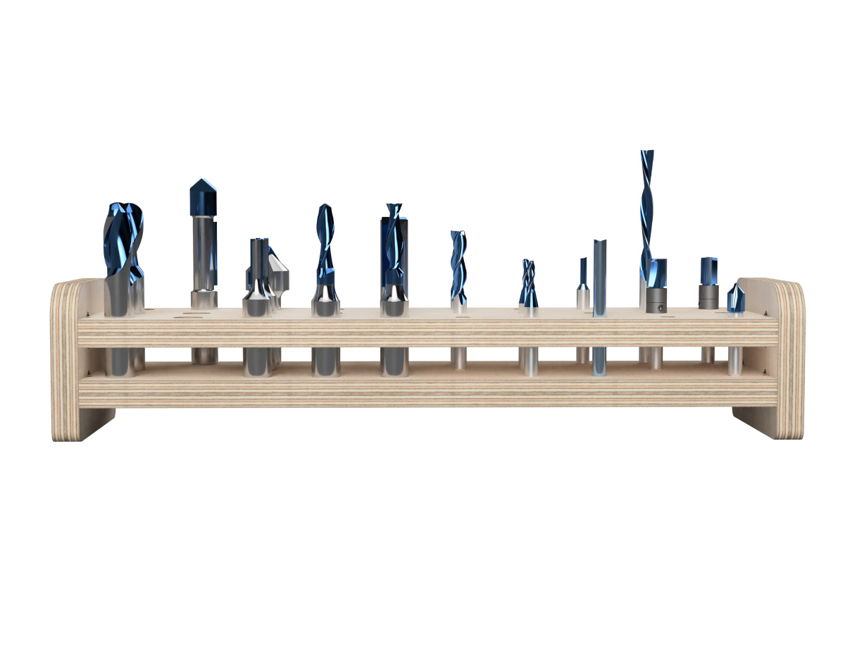 Medium Router Bit Storage CNC-ready design showing joints and assembly features