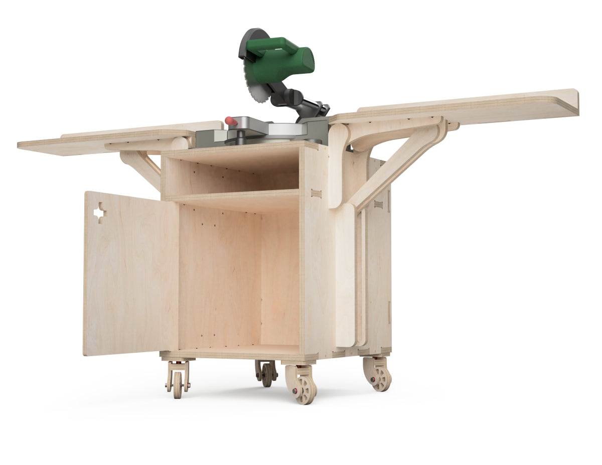 Mobile Miter Saw Station CNC-ready design showing joints and assembly features