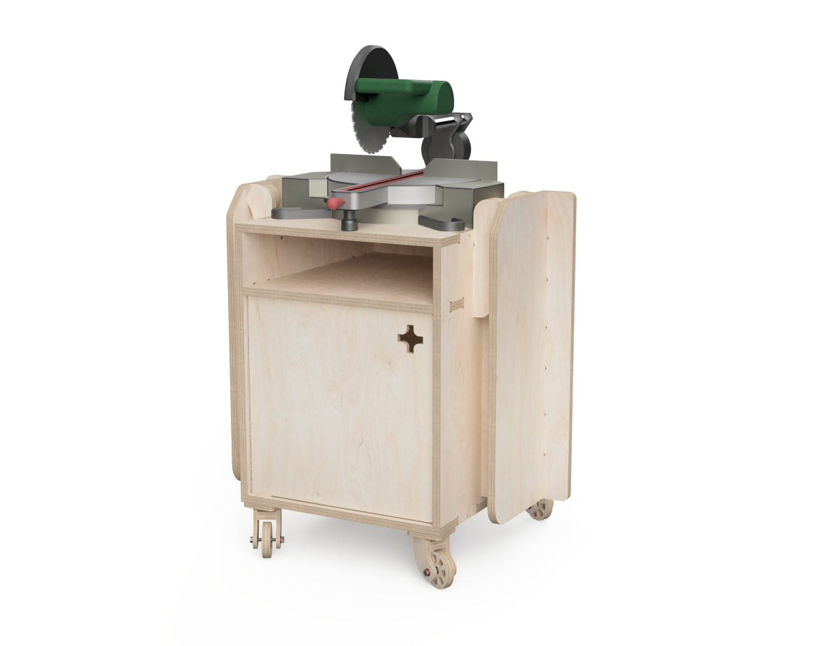 Mobile Miter Saw Station DXF file rendered from angled view for CNC cutting