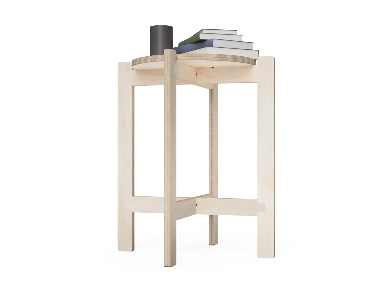 Modern Side Table DXF file rendered from angled view for CNC cutting