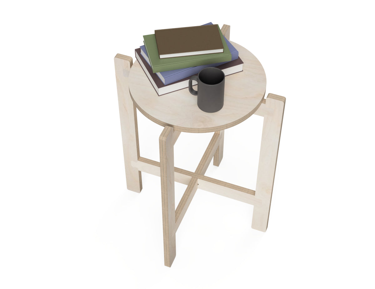Detailed DXF drawing of modern side table for CNC router