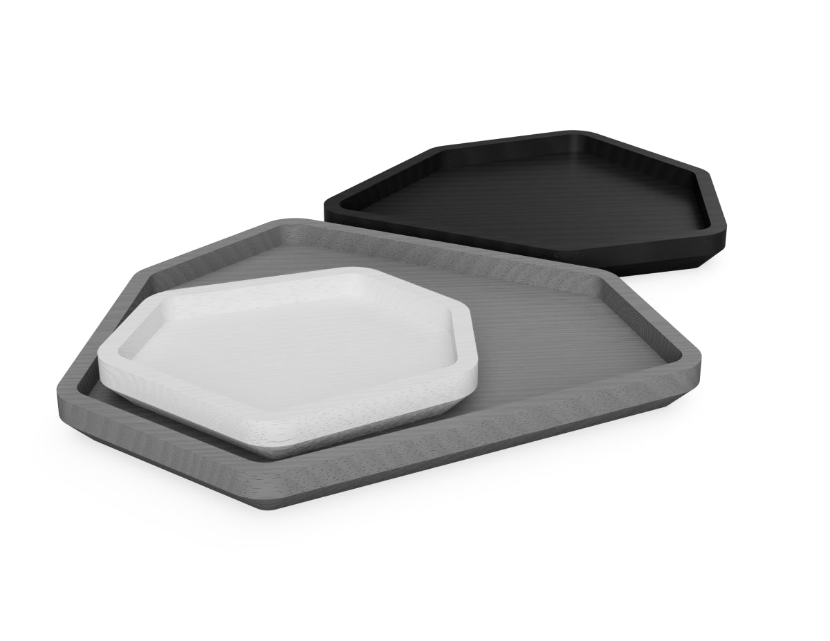 Modern Snack Trays DXF file rendered from angled view for CNC cutting