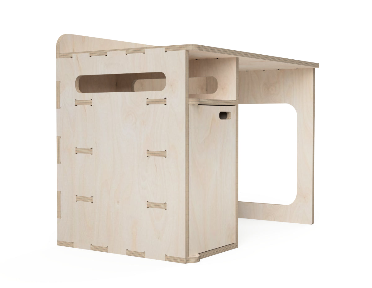 Rendered view of office desk (with a cabinet) layout from DXF file