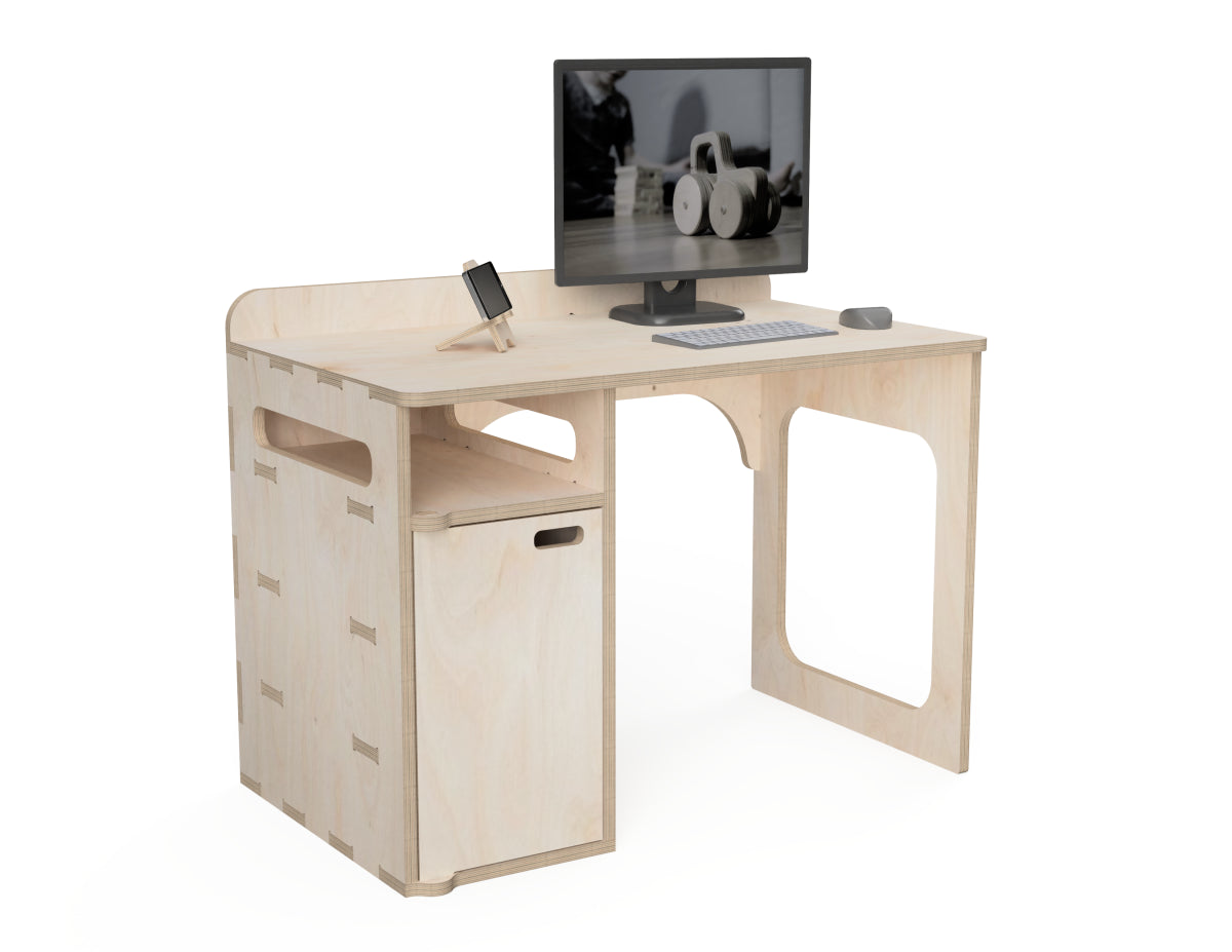 Office Desk (With a Cabinet) CNC DXF file design overview