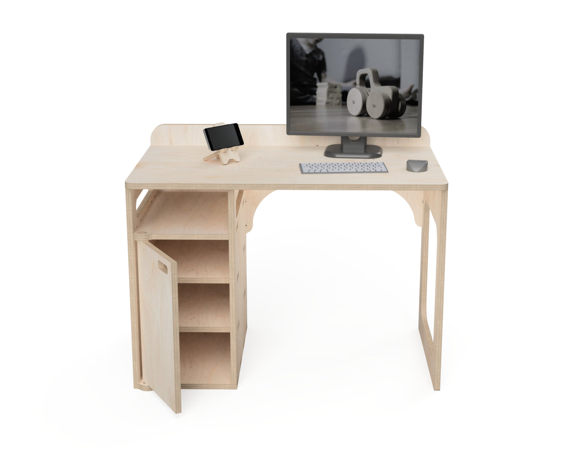 Office Desk (With a Cabinet) CNC DXF file design overview