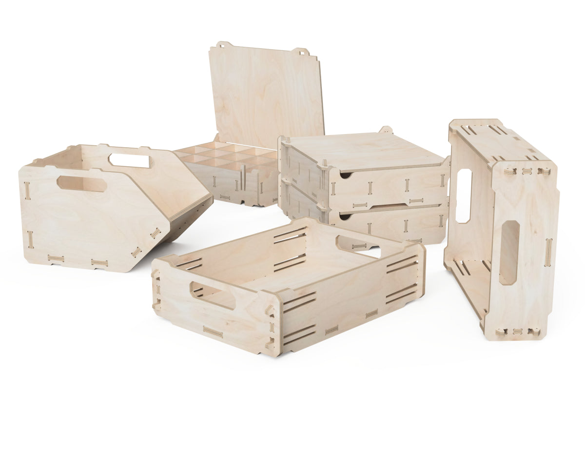 Organized Workshop Starter Pack - DXF File Bundle DXF file rendered from angled view for CNC cutting