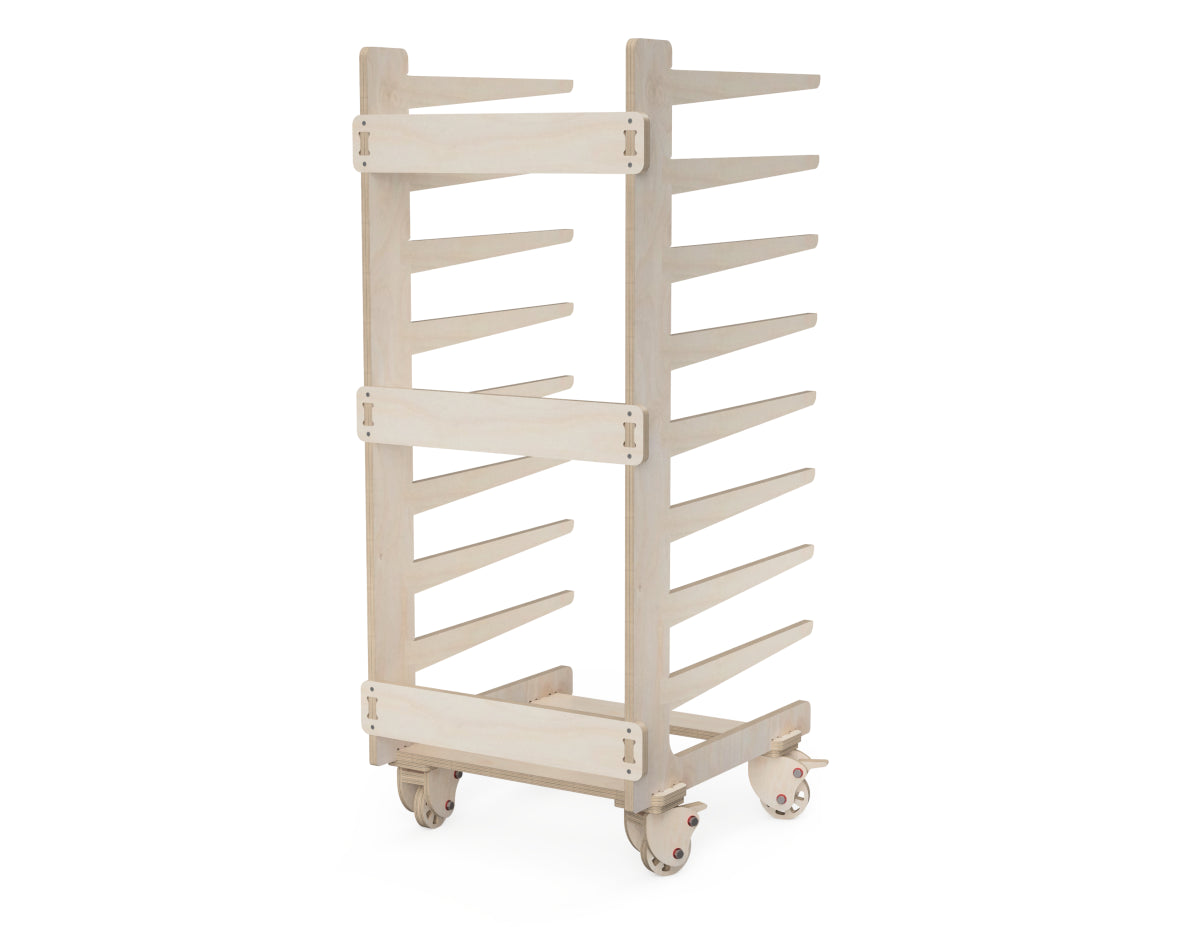 Rendered view of paint drying rack layout from DXF file