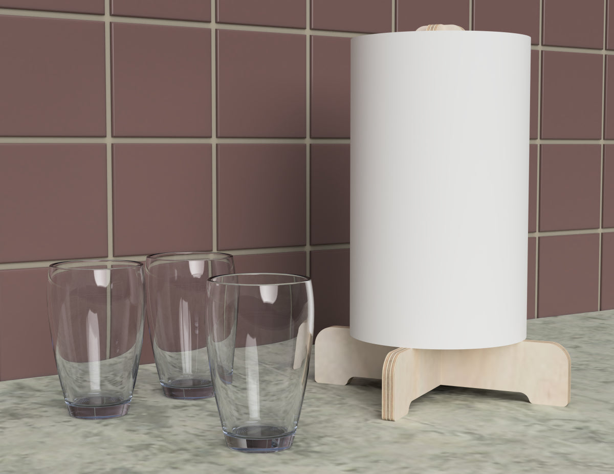 Paper Towel Holder Free DXF file rendered from angled view for CNC cutting