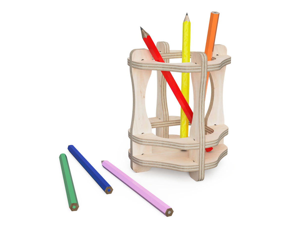 Detailed DXF drawing of pen holder Free dxf file for CNC router