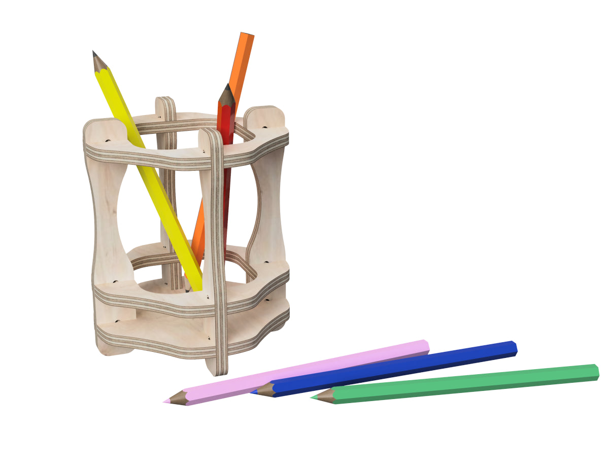 Rendered view of pen holder free dxf file layout from DXF file