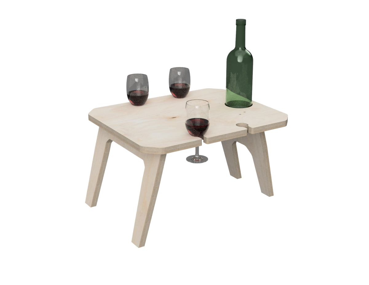 Picnic wine table DXF file DXF file rendered from angled view for CNC cutting
