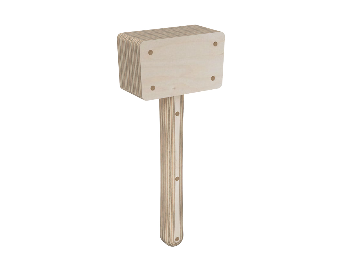 Plywood Mallet Free DXF file rendered from angled view for CNC cutting