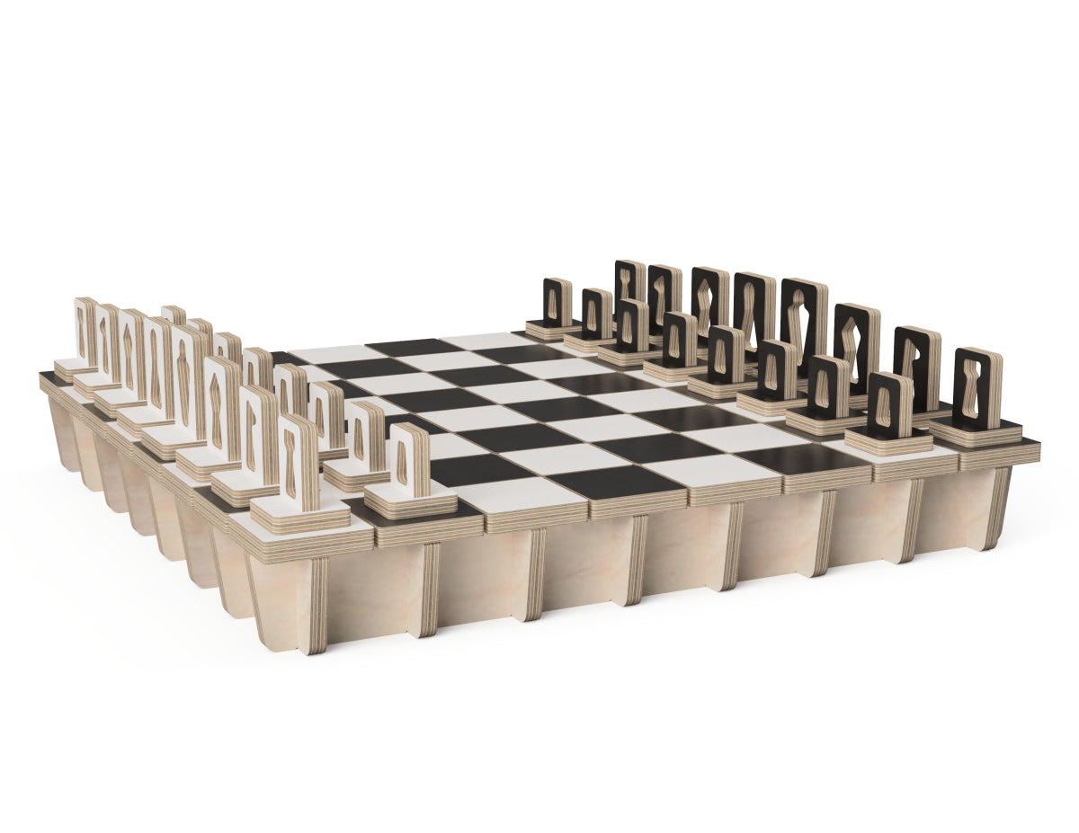 Premium Chess Set CNC DXF file design overview