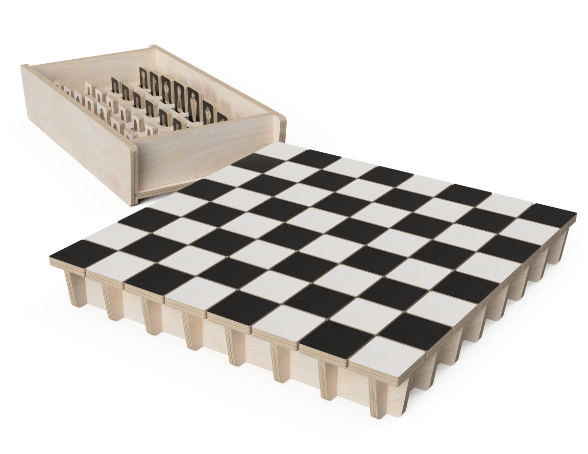 Rendered view of premium chess set layout from DXF file