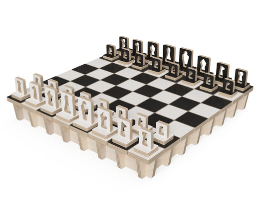 Premium Chess Set CNC DXF file design overview